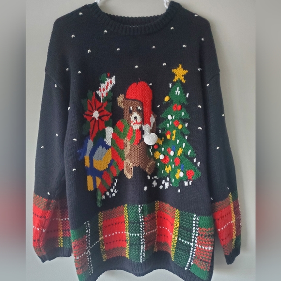 Rafella Vintage Handknitted Christmas Bear Sweater Size Medium - Picture 10 of 10